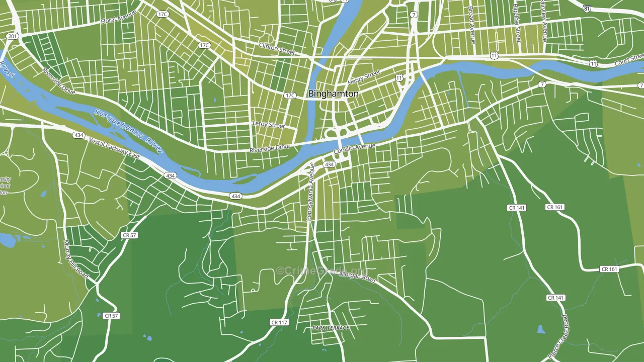 Southside, Binghamton, NY Map of Vehicle Theft Rates