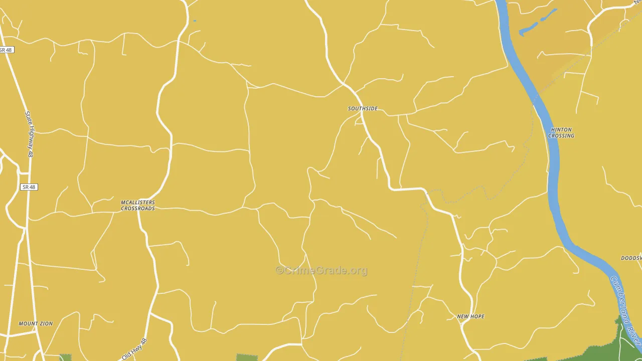 Southside, TN Map of Vehicle Theft Rates