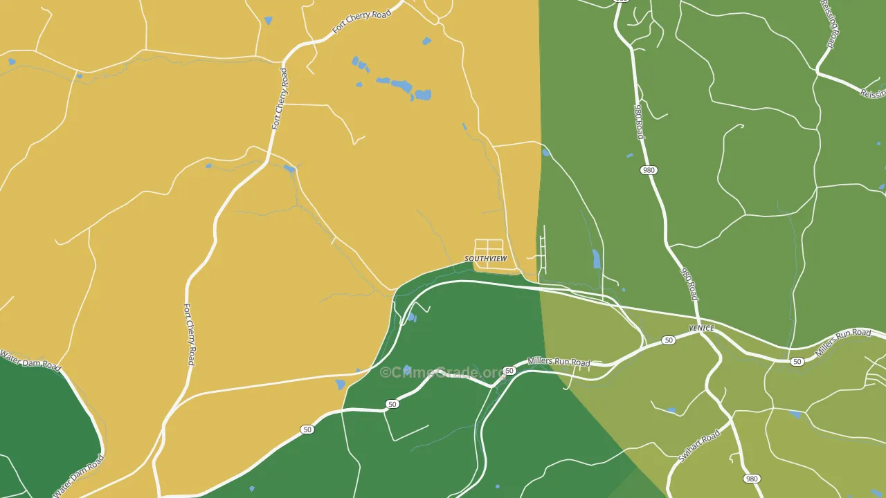 Southview, PA Map of Vehicle Theft Rates