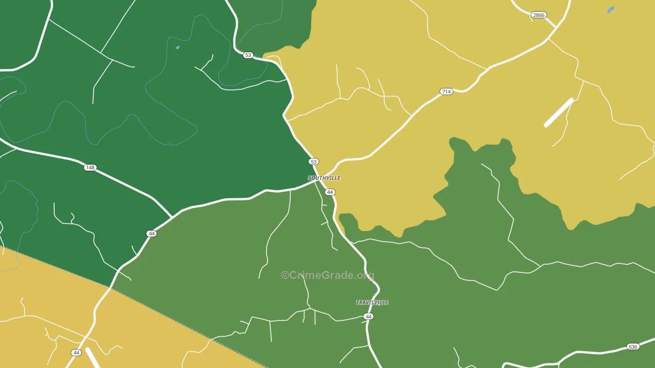 Southville, KY Map of Vehicle Theft Rates