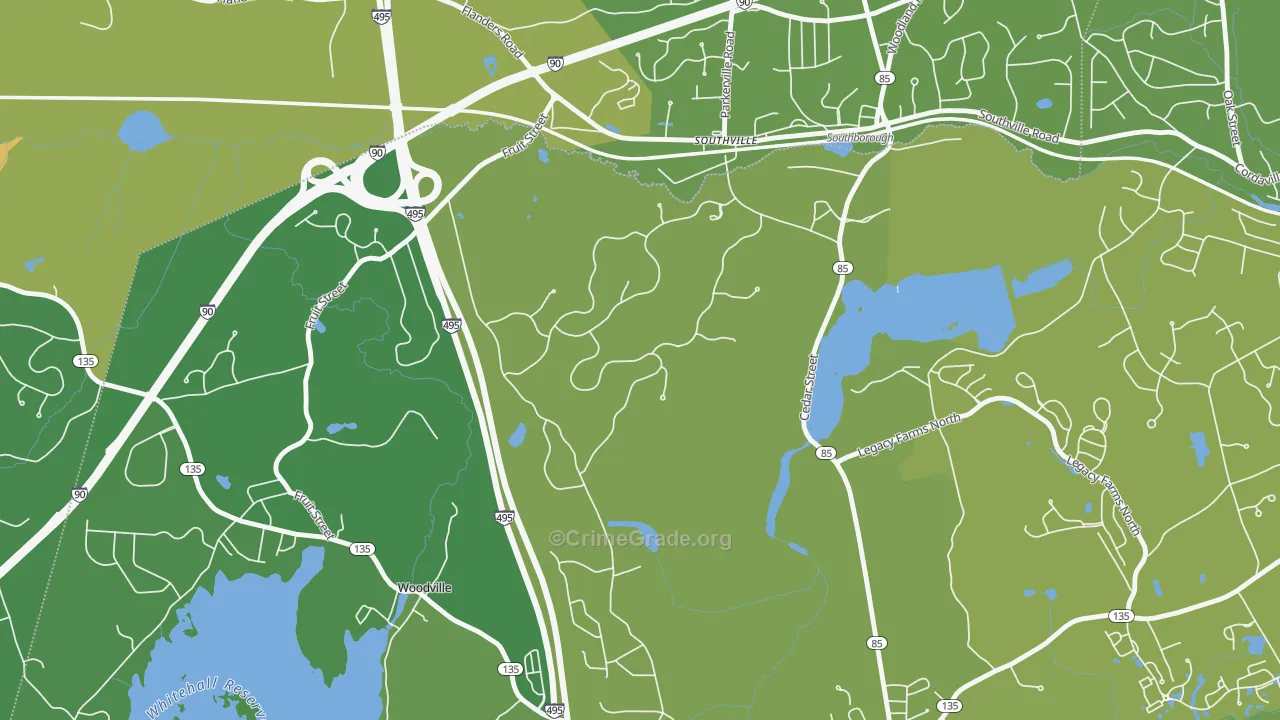 Southville, MA Map of Vehicle Theft Rates