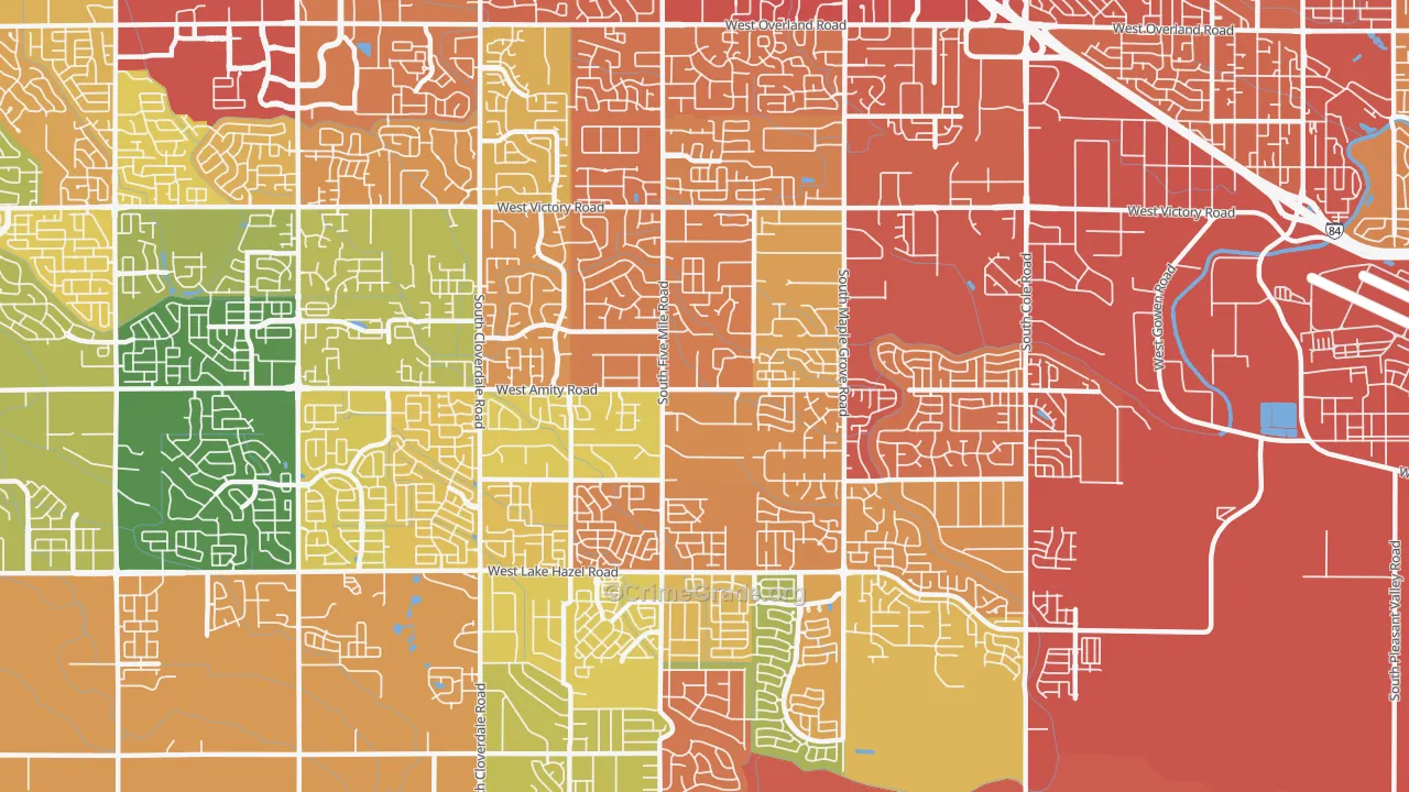 Southwest Ada, Boise, ID Map of Vehicle Theft Rates