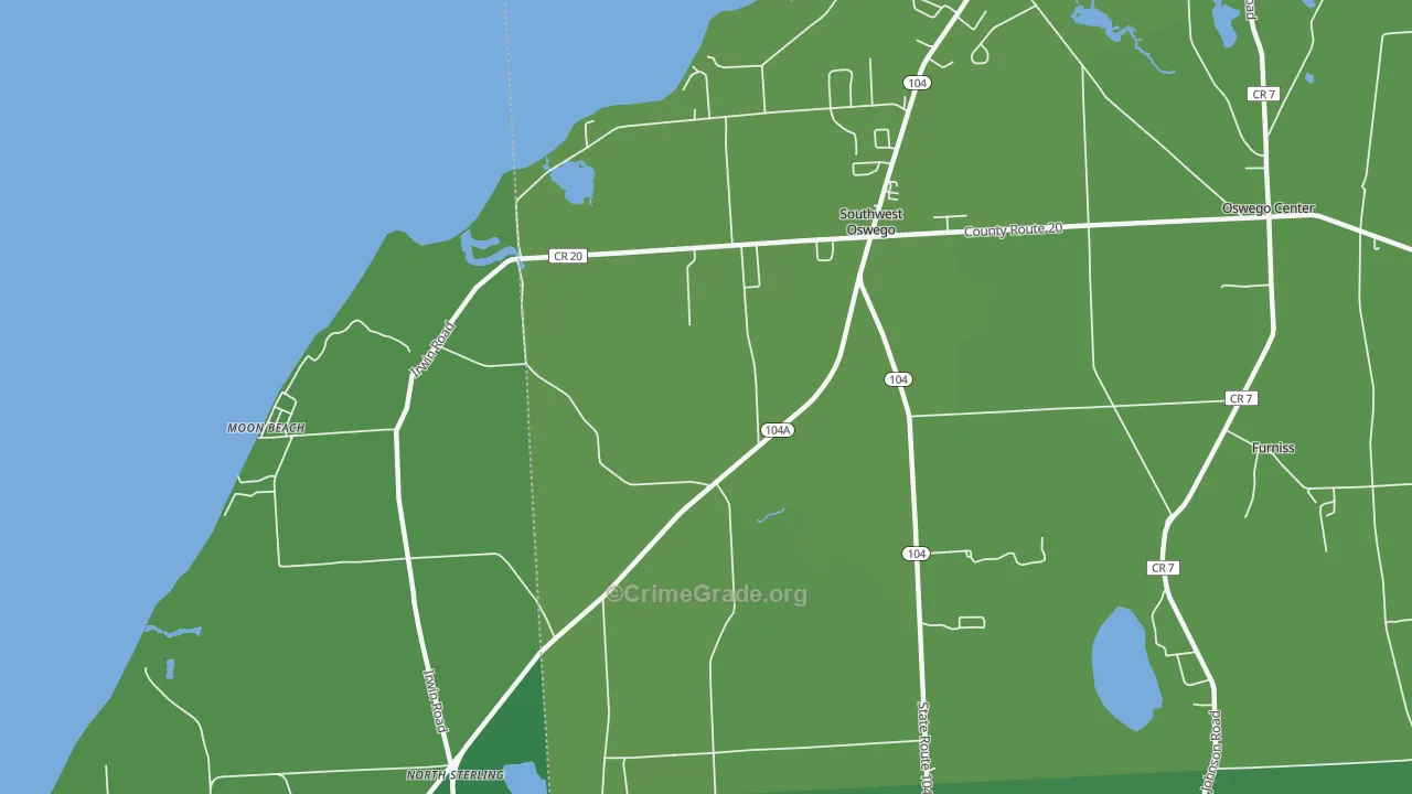 Southwest Oswego, NY Map of Vehicle Theft Rates