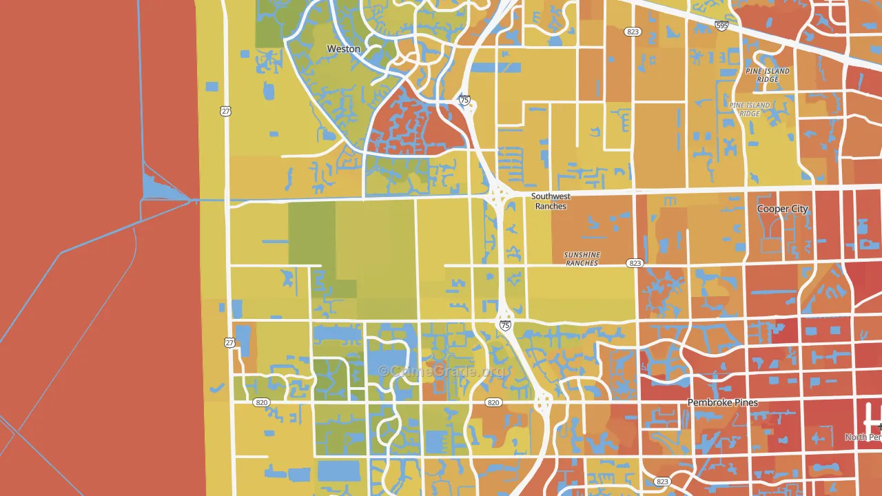 Southwest Ranches, FL Map of Vehicle Theft Rates