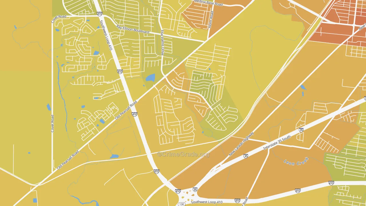 Southwest, San Antonio, TX Map of Vehicle Theft Rates