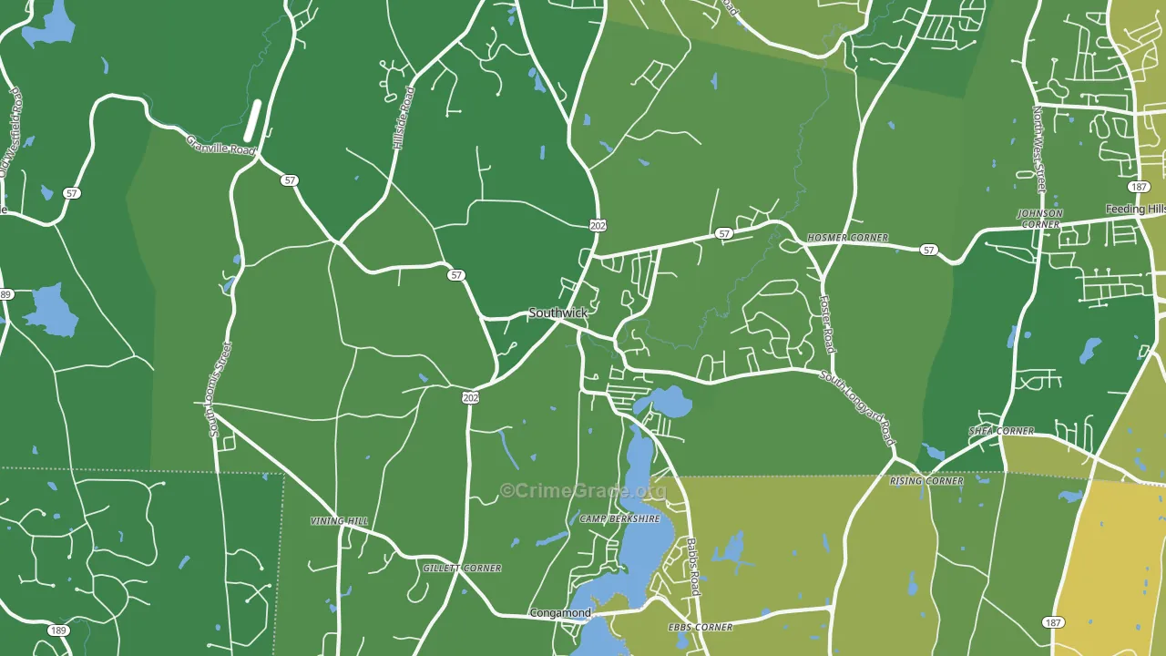 Southwick, MA Map of Vehicle Theft Rates