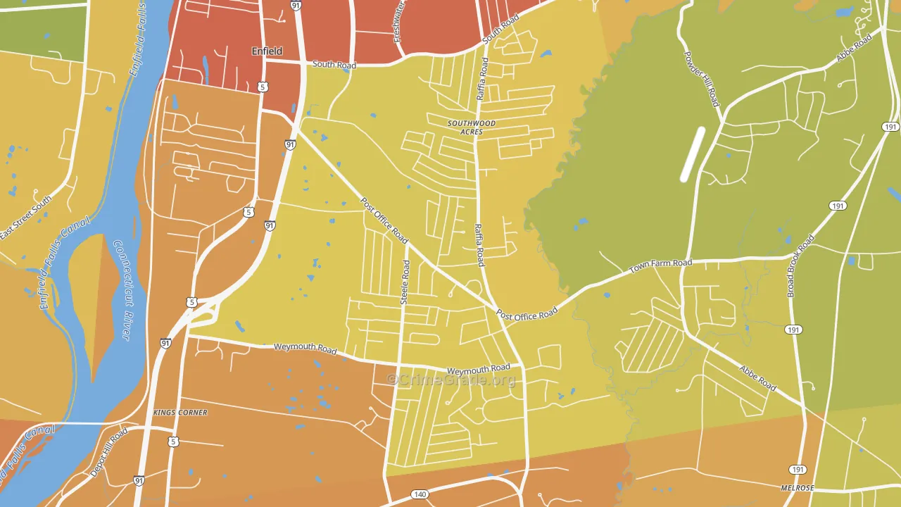 Southwood Acres, CT Map of Vehicle Theft Rates