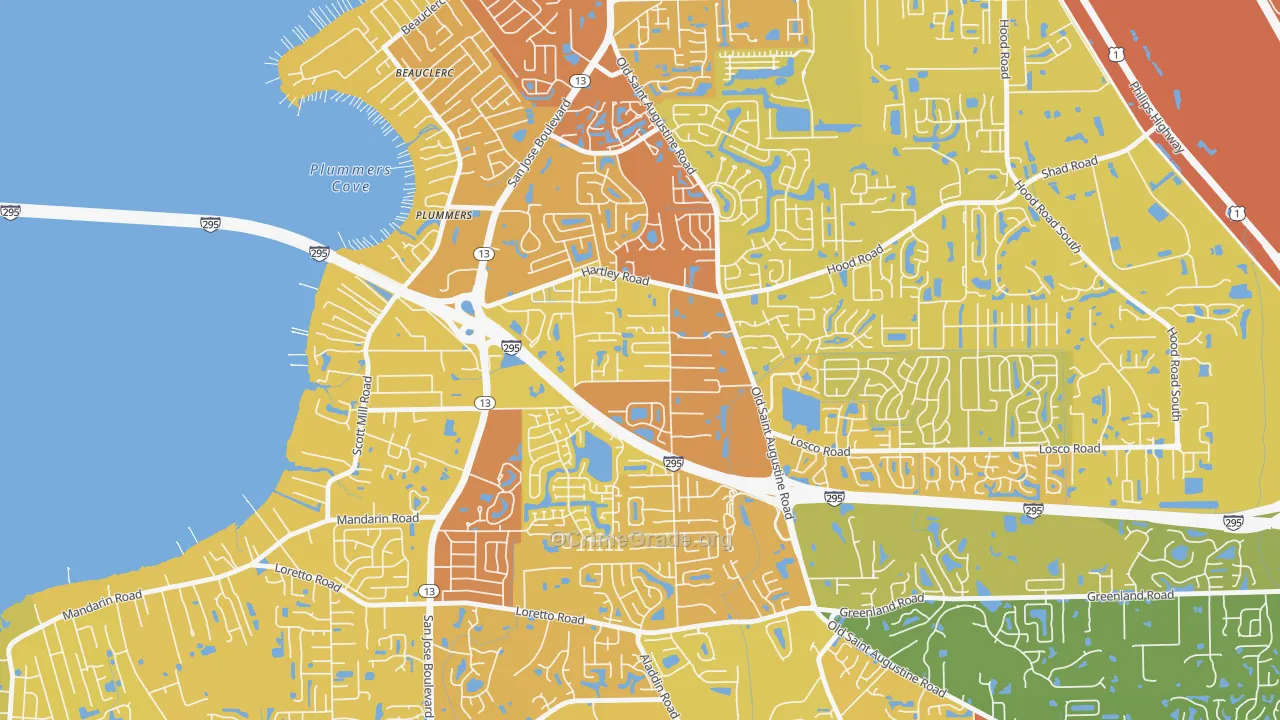Southwood, Jacksonville, FL Map of Vehicle Theft Rates