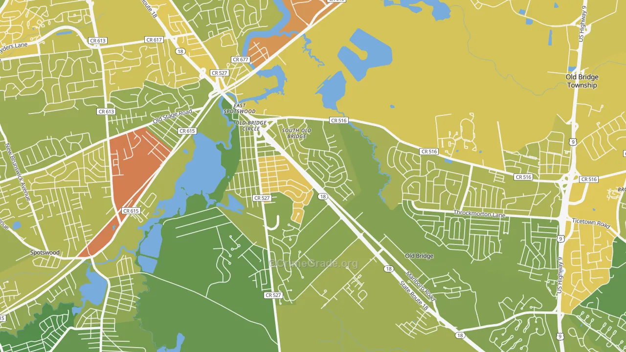 Southwood, Old Bridge, NJ Map of Vehicle Theft Rates