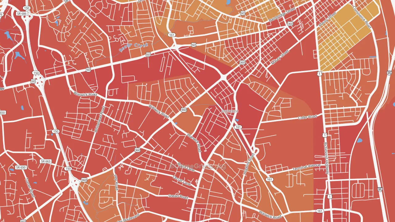 Southwood, Richmond, VA Map of Vehicle Theft Rates