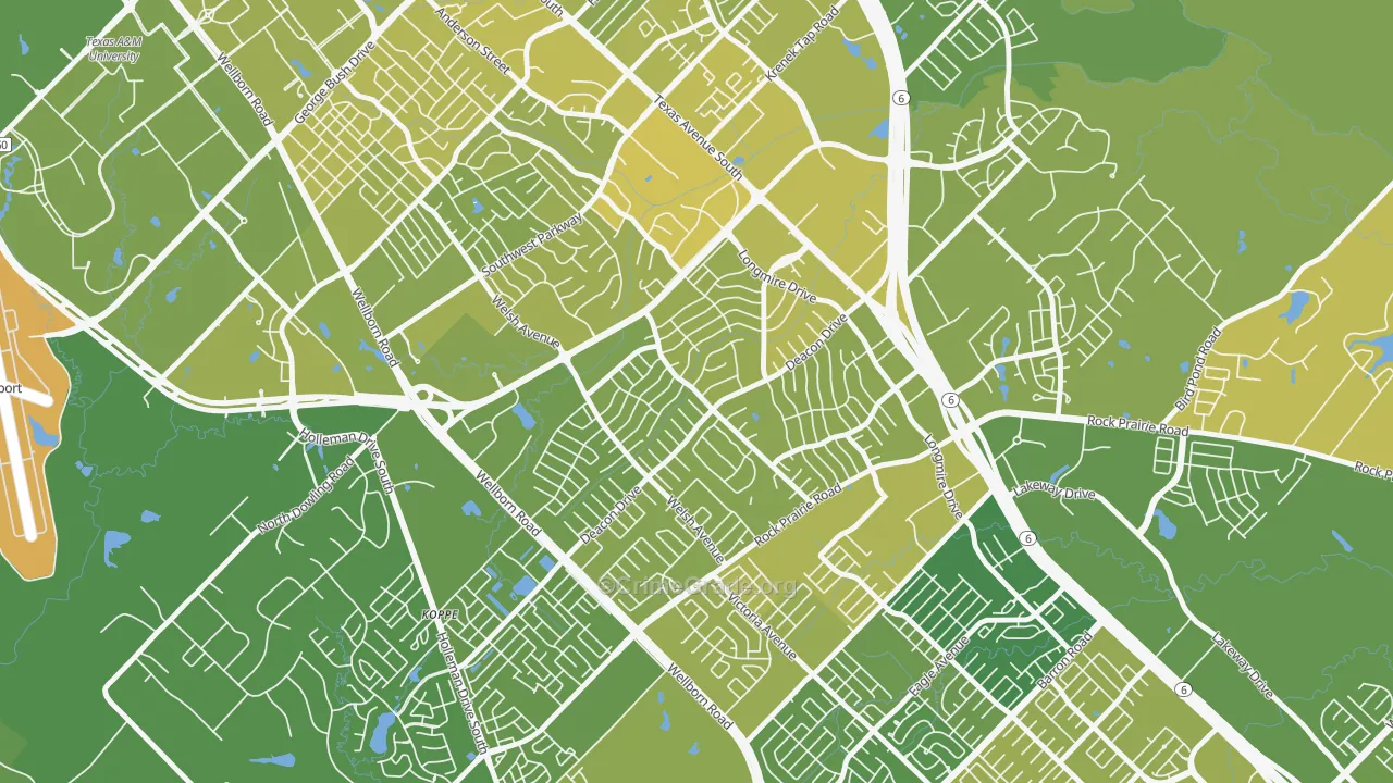 Southwood Valley, College Station, TX Map of Vehicle Theft Rates