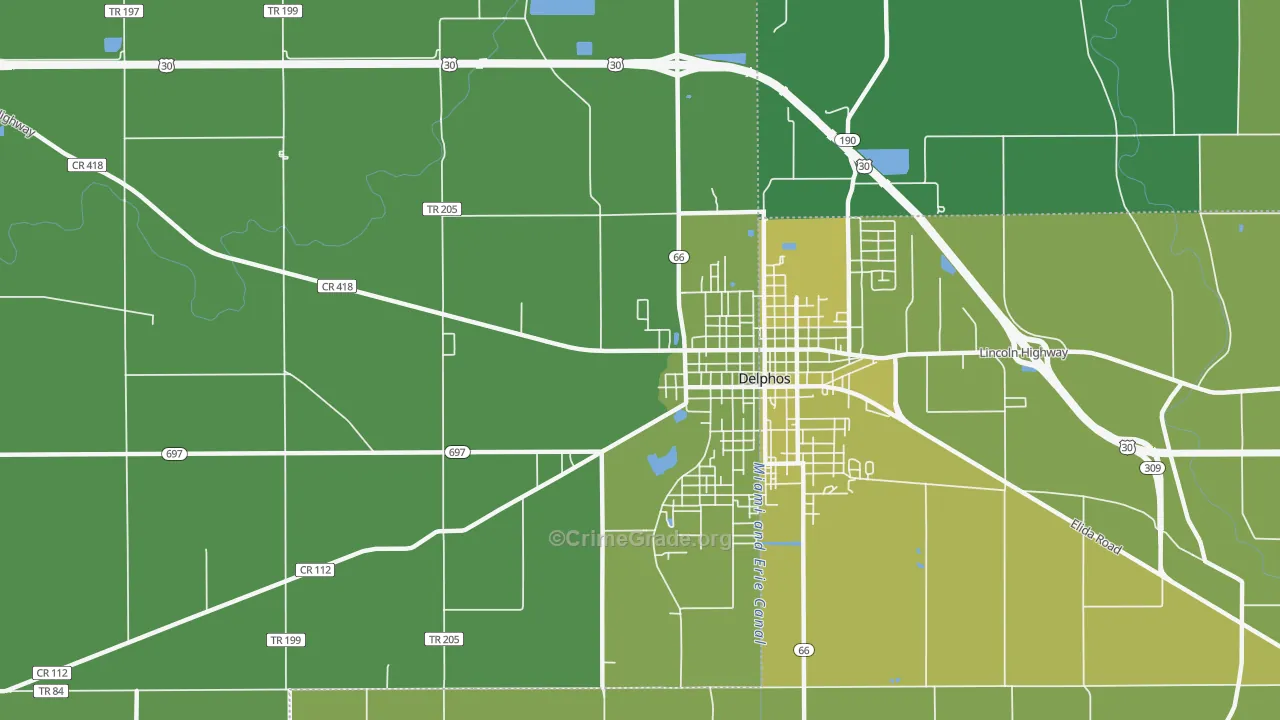 Southworth, OH Map of Vehicle Theft Rates