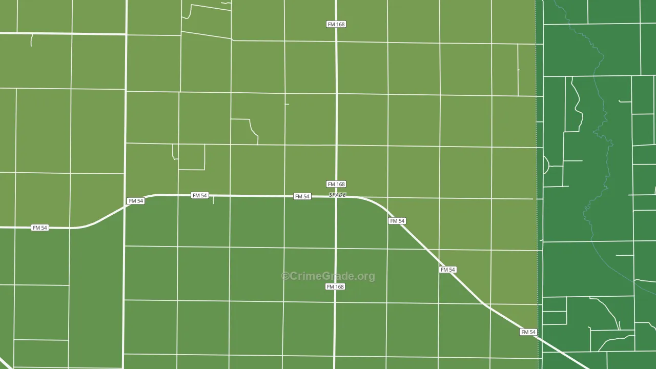 Spade, TX Map of Vehicle Theft Rates