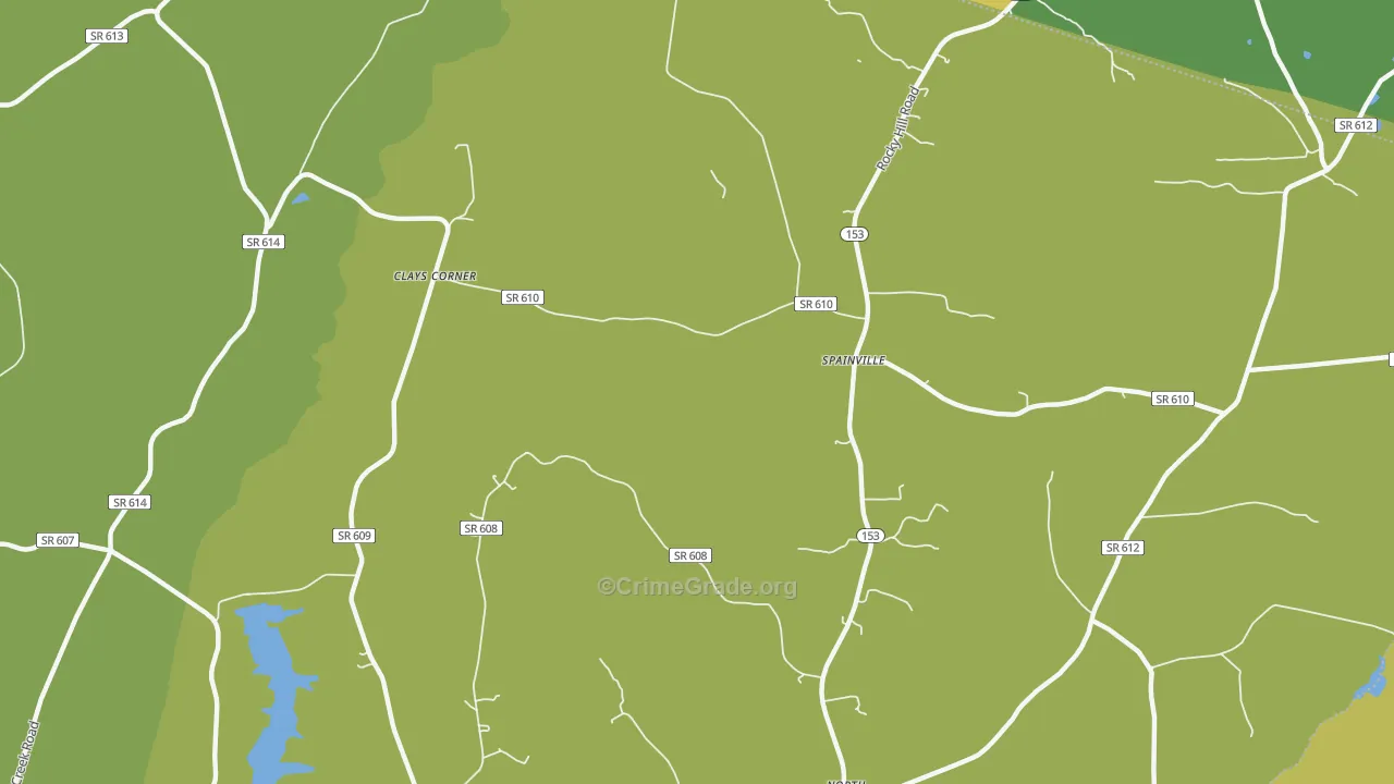 Spainville, VA Map of Vehicle Theft Rates