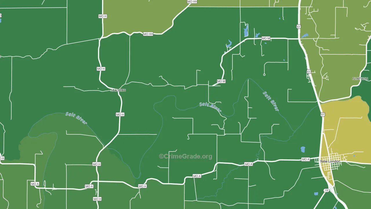 Spalding, MO Map of Vehicle Theft Rates