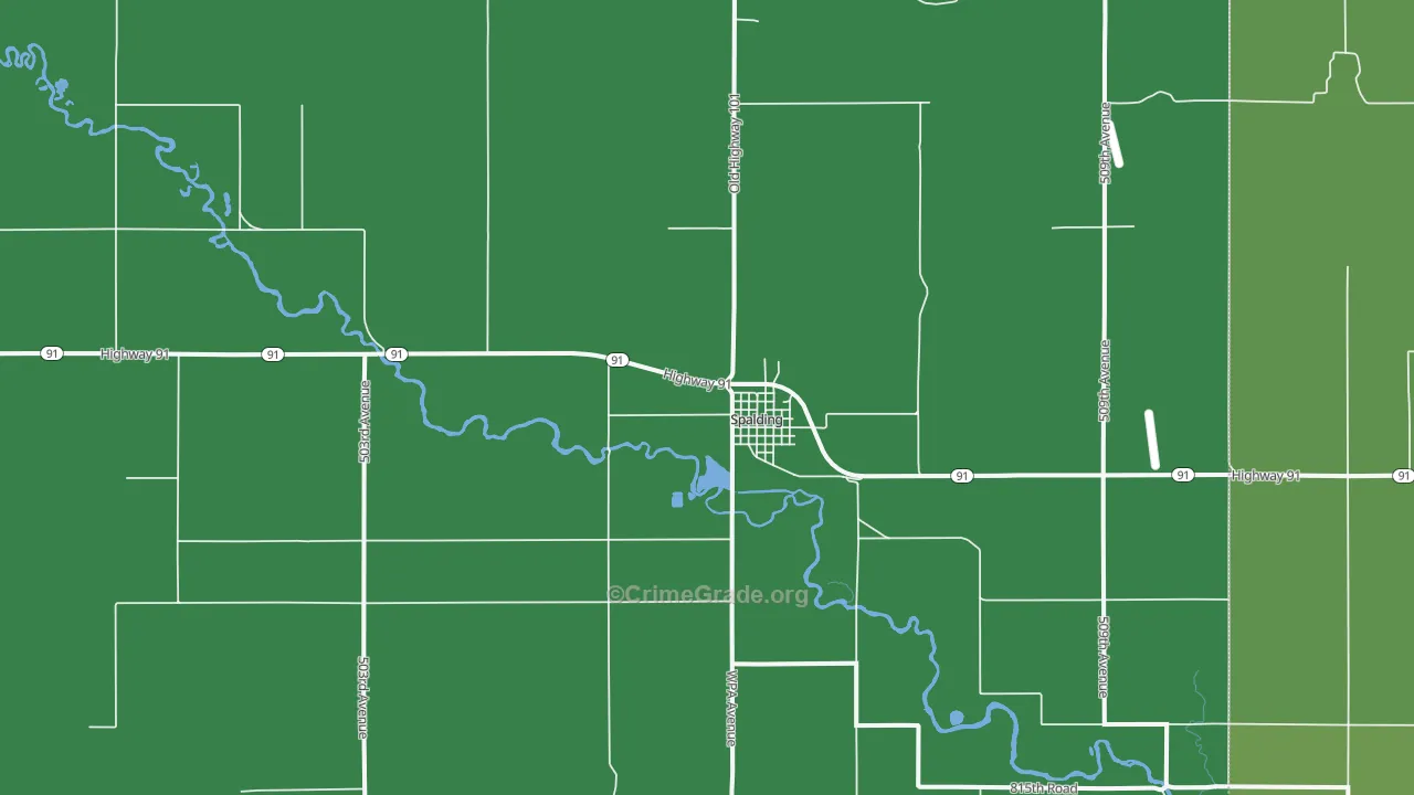 Spalding, NE Map of Vehicle Theft Rates