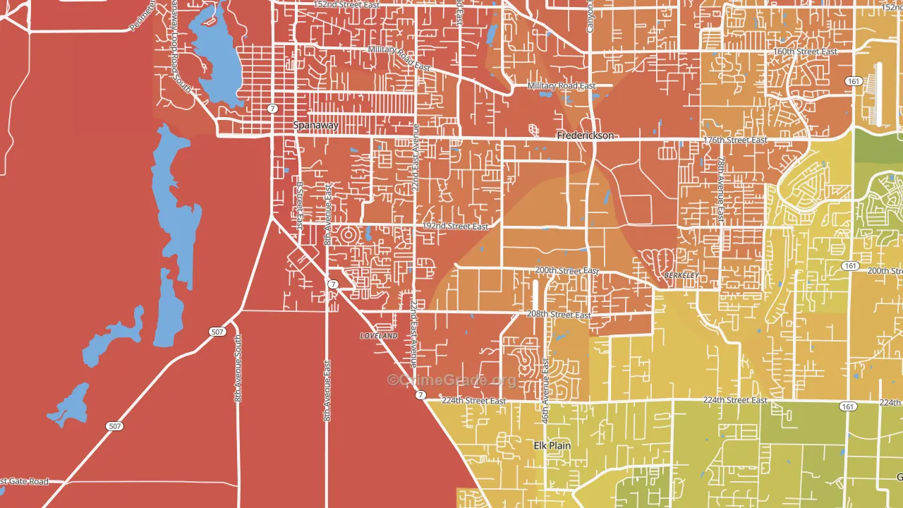 Spanaway, WA Map of Vehicle Theft Rates
