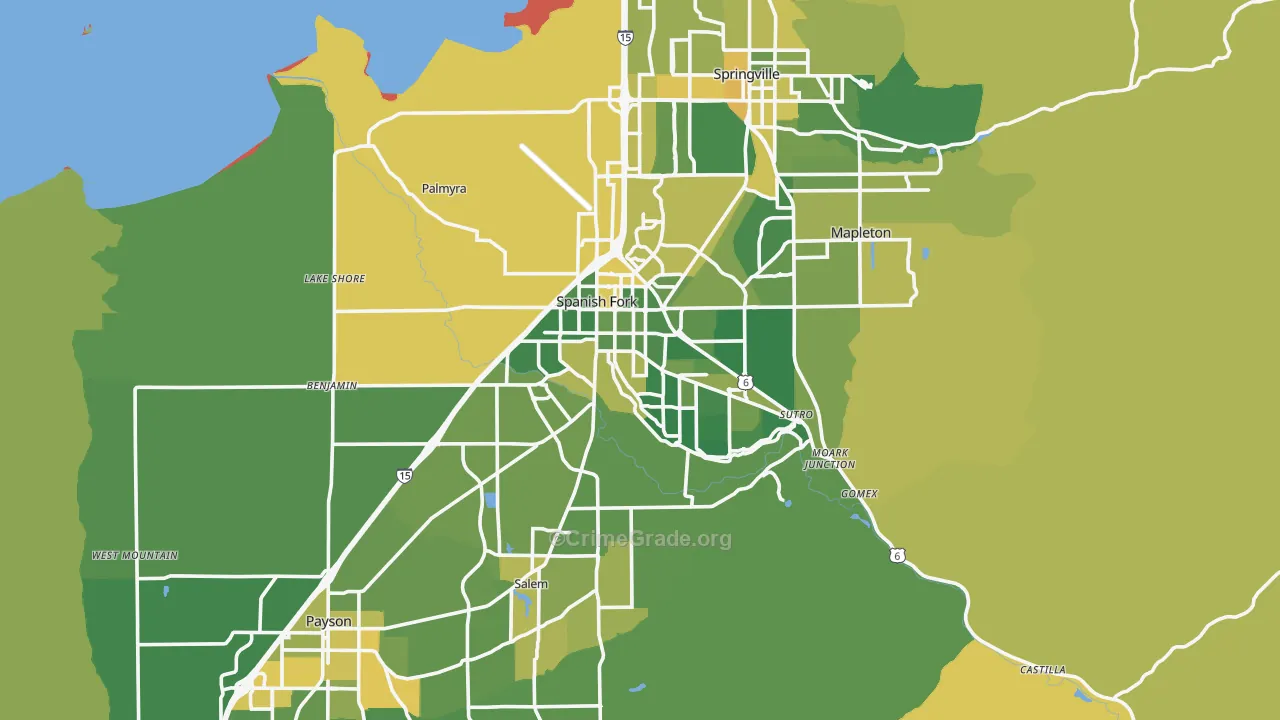 Spanish Fork, UT Map of Vehicle Theft Rates