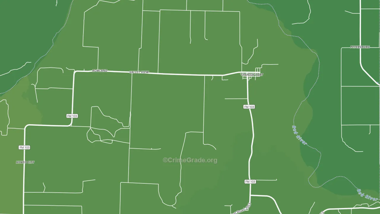 Spanish Fort, TX Map of Vehicle Theft Rates