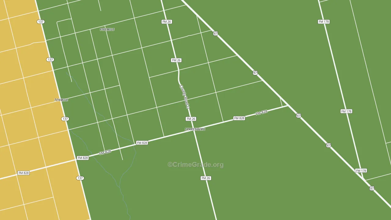 Sparenberg, TX Map of Vehicle Theft Rates
