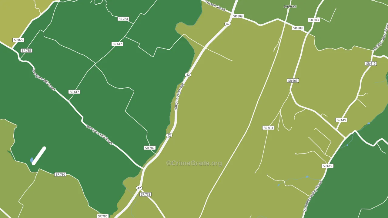 Sparkling Springs, VA Map of Vehicle Theft Rates