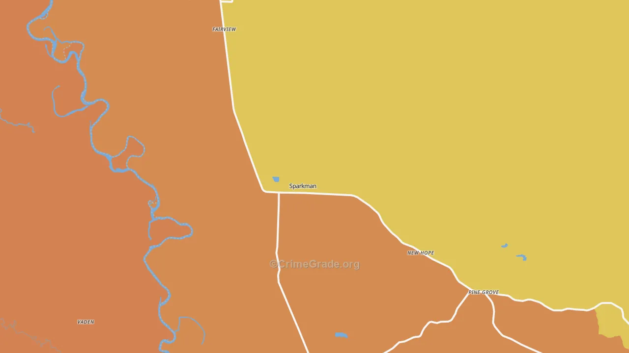 Sparkman, AR Map of Vehicle Theft Rates