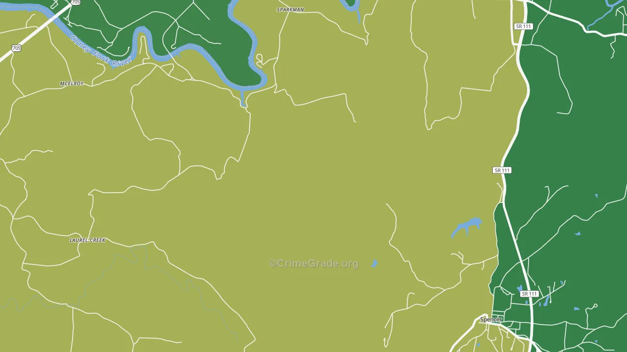 Sparkman, TN Map of Vehicle Theft Rates