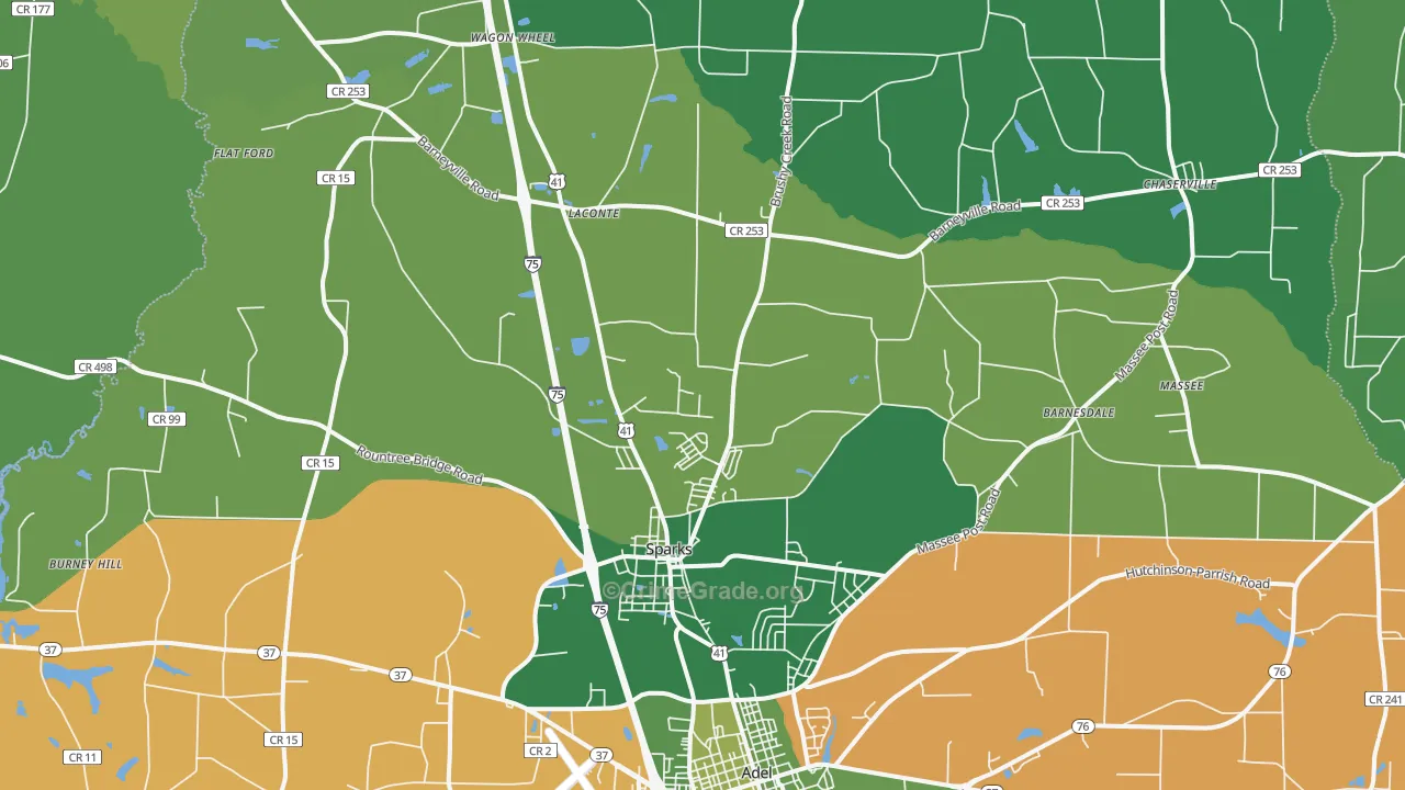 Sparks, GA Map of Vehicle Theft Rates