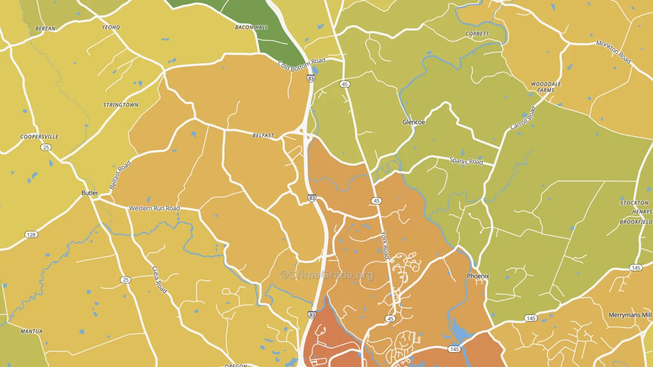 Sparks Glencoe, MD Map of Vehicle Theft Rates