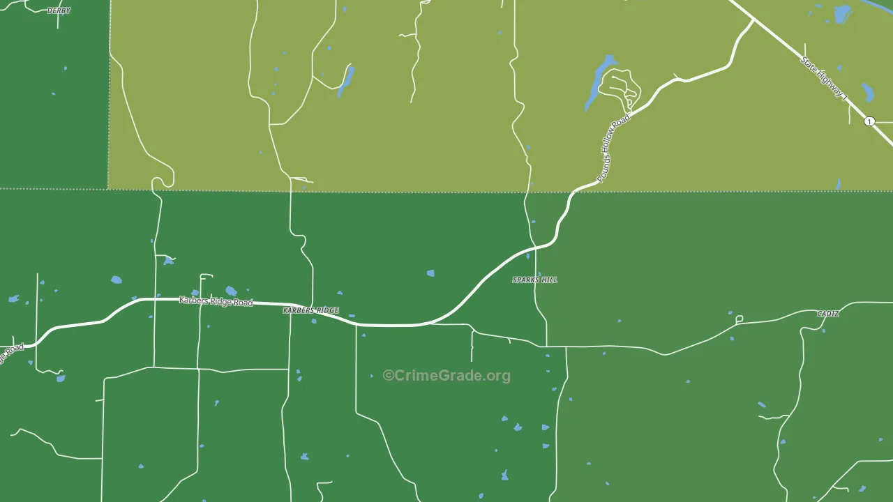 Sparks Hill, IL Map of Vehicle Theft Rates
