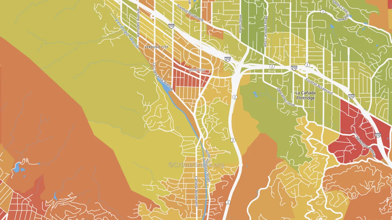 Sparr Heights, Glendale, CA Map of Vehicle Theft Rates