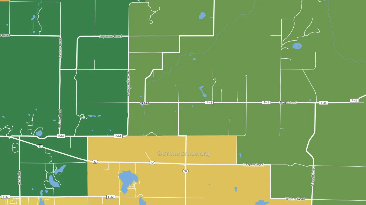 Sparr, MI Map of Vehicle Theft Rates