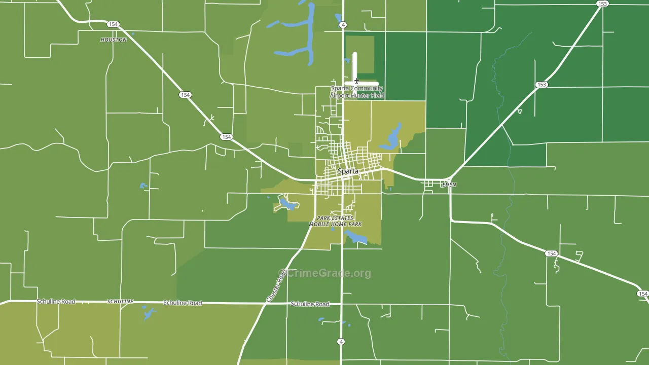 Sparta, IL Map of Vehicle Theft Rates