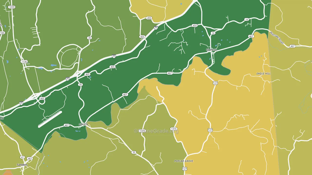 Sparta, KY Map of Vehicle Theft Rates