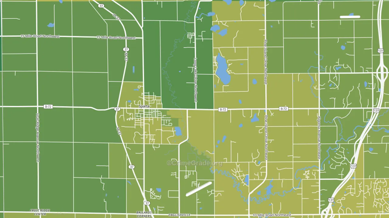 Sparta, MI Map of Vehicle Theft Rates