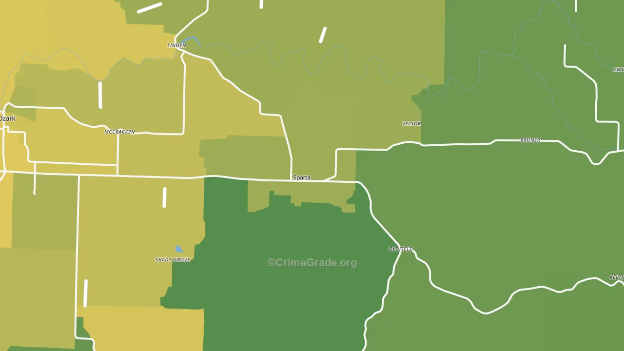 Sparta, MO Map of Vehicle Theft Rates