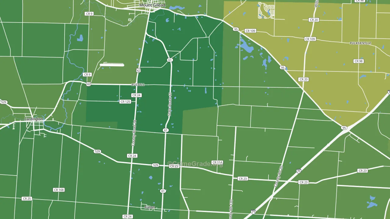 Sparta, OH Map of Vehicle Theft Rates
