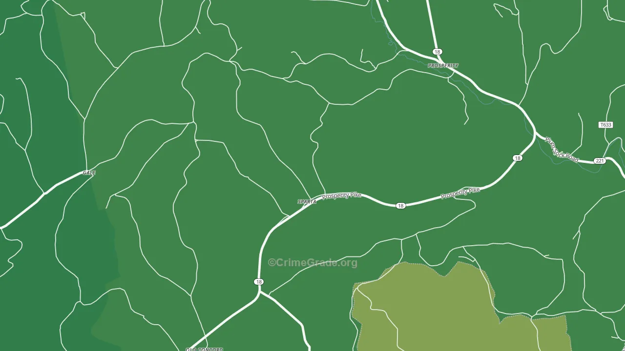 Sparta, PA Map of Vehicle Theft Rates