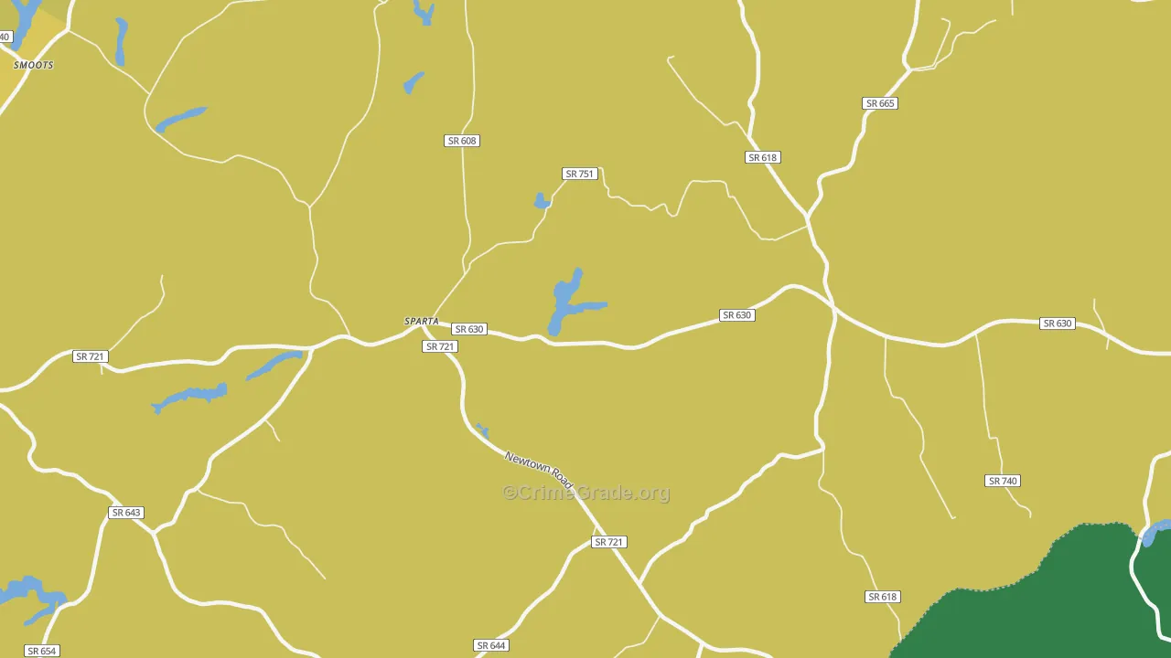 Sparta, VA Map of Vehicle Theft Rates