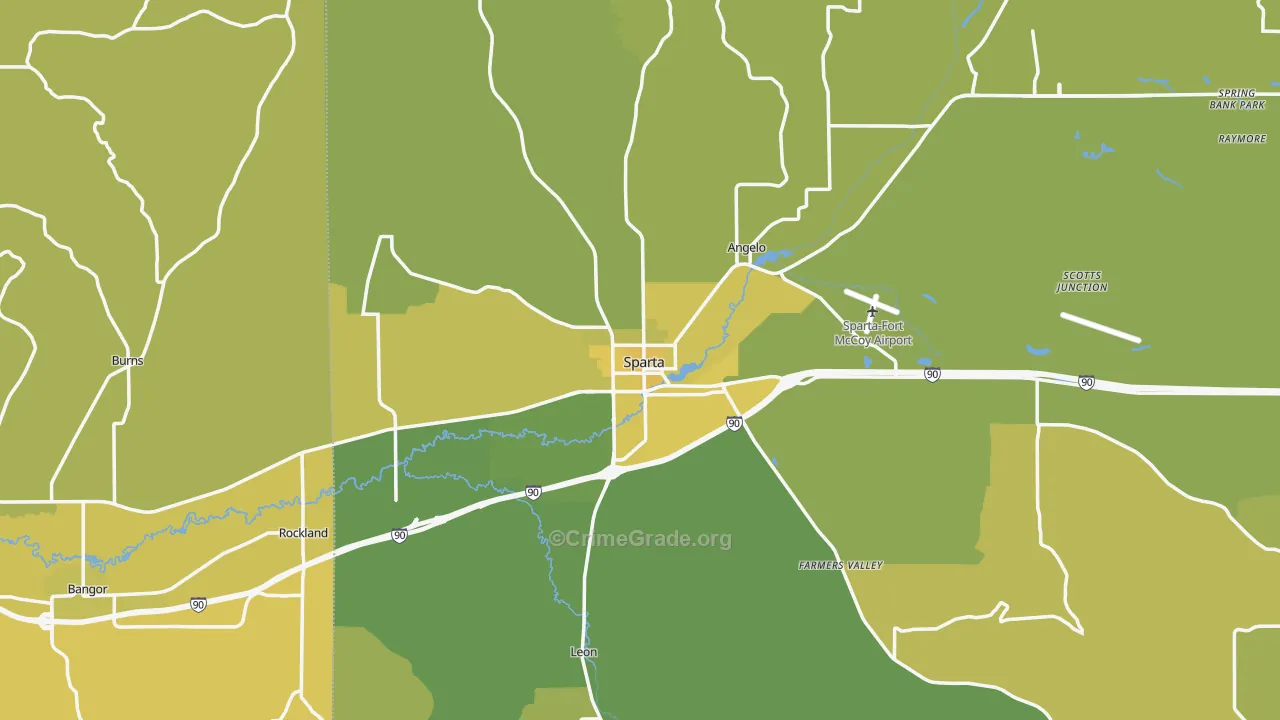 Sparta, WI Map of Vehicle Theft Rates