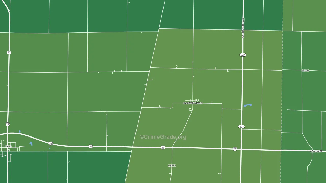 Spartanburg, IN Map of Vehicle Theft Rates