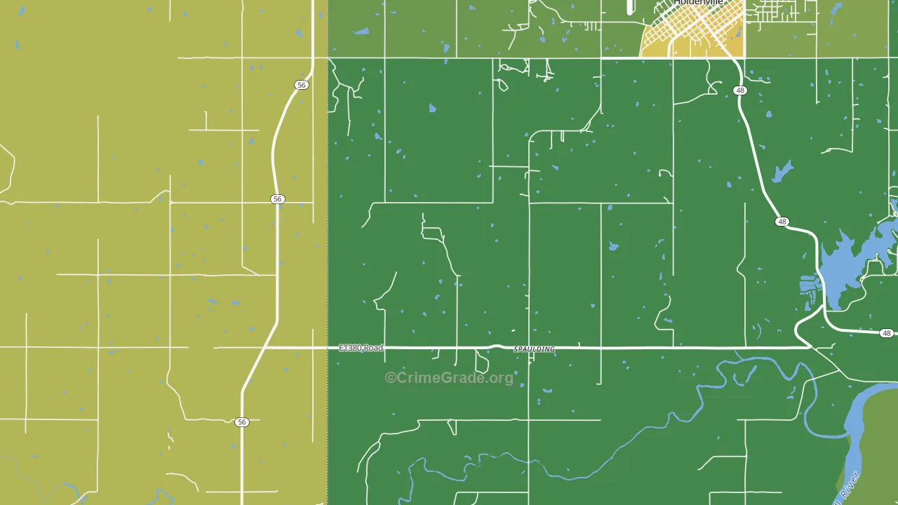 Spaulding, OK Map of Vehicle Theft Rates