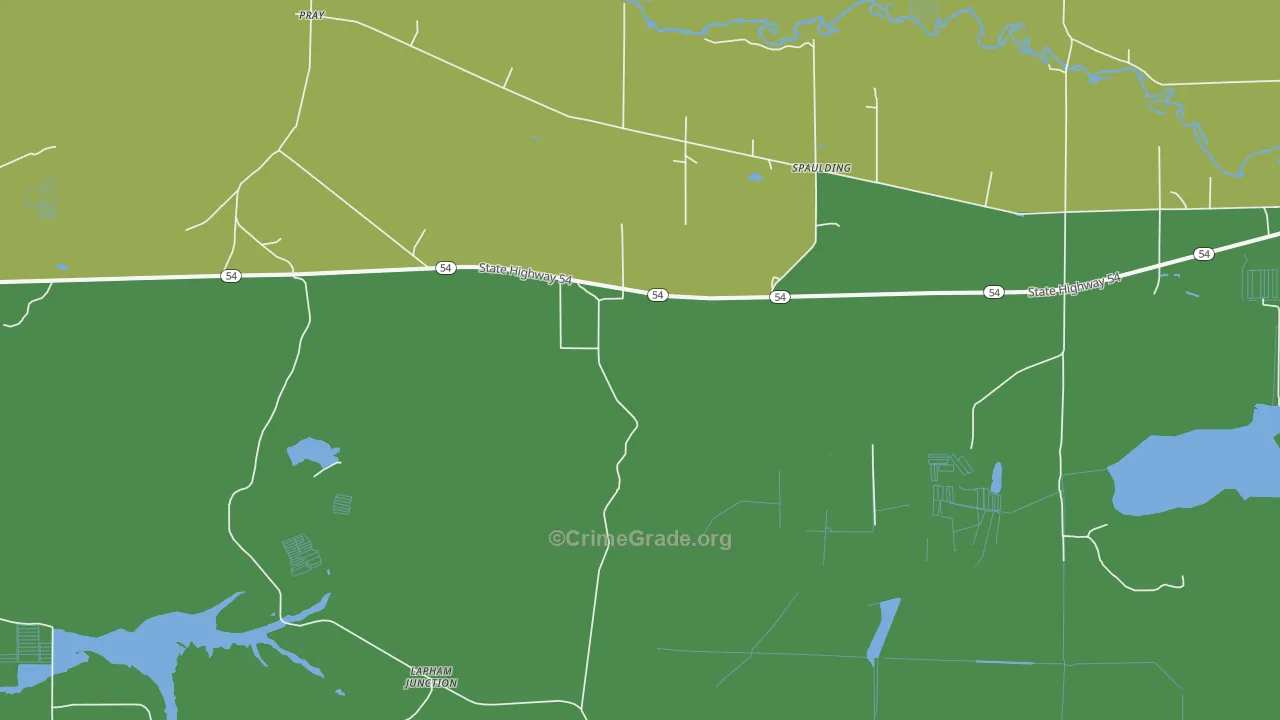 Spaulding, WI Map of Vehicle Theft Rates