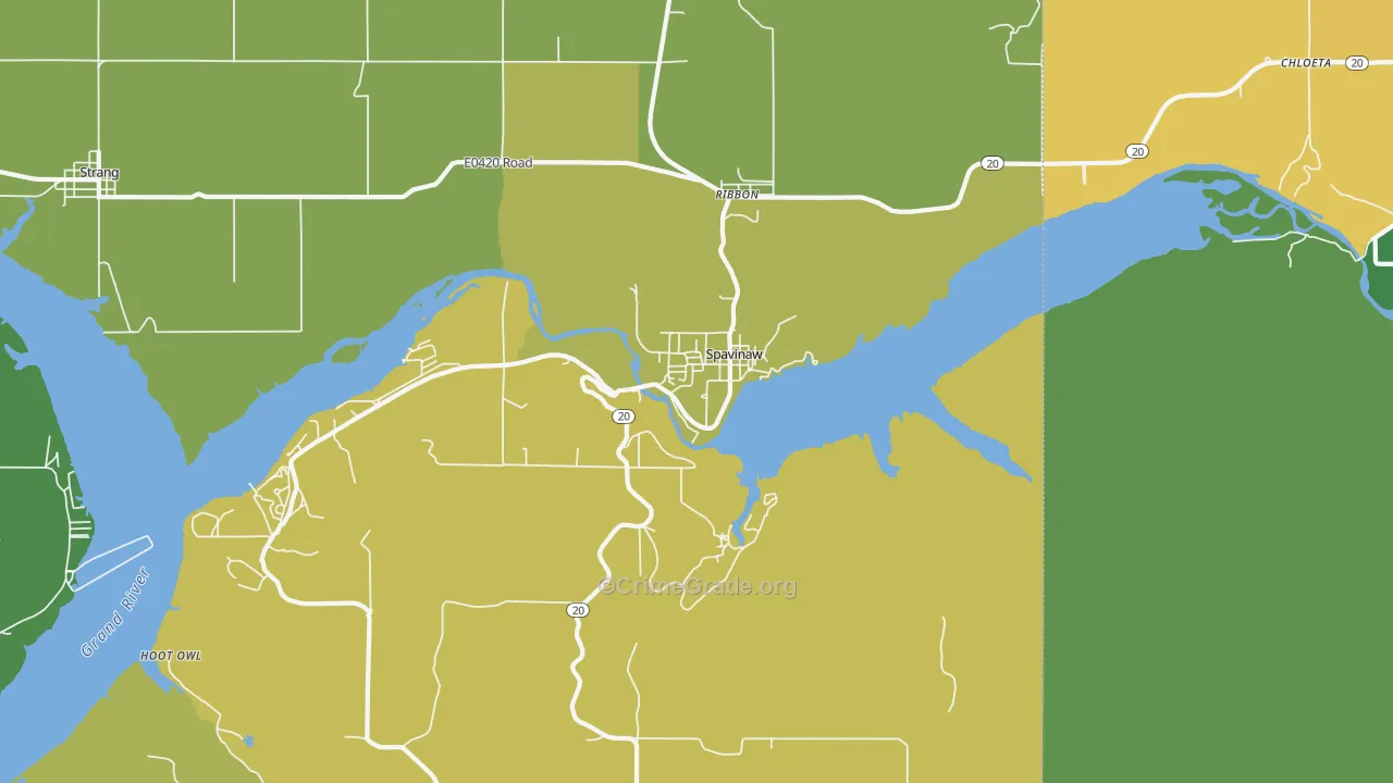 Spavinaw, OK Map of Vehicle Theft Rates