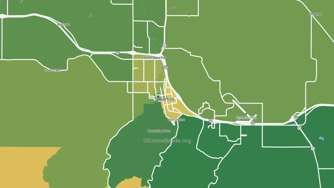 Spearfish, SD Map of Vehicle Theft Rates