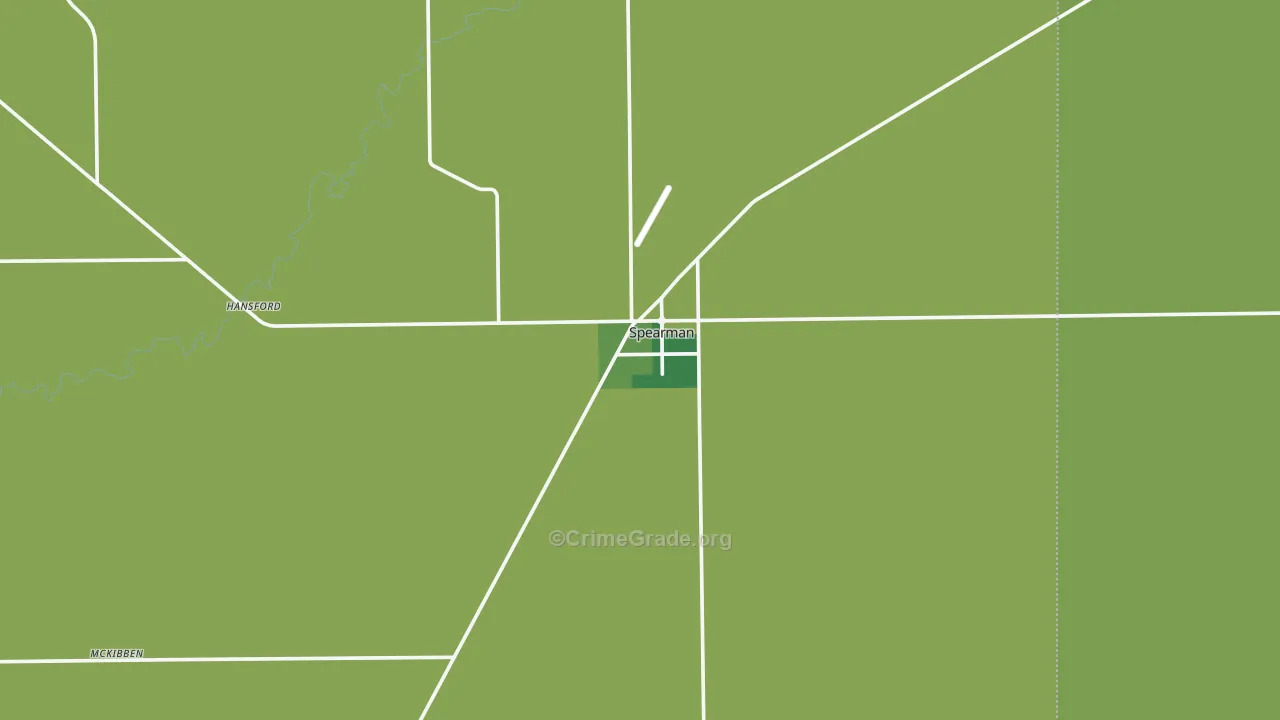 Spearman, TX Map of Vehicle Theft Rates