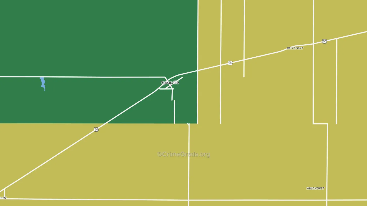 Spearville, KS Map of Vehicle Theft Rates