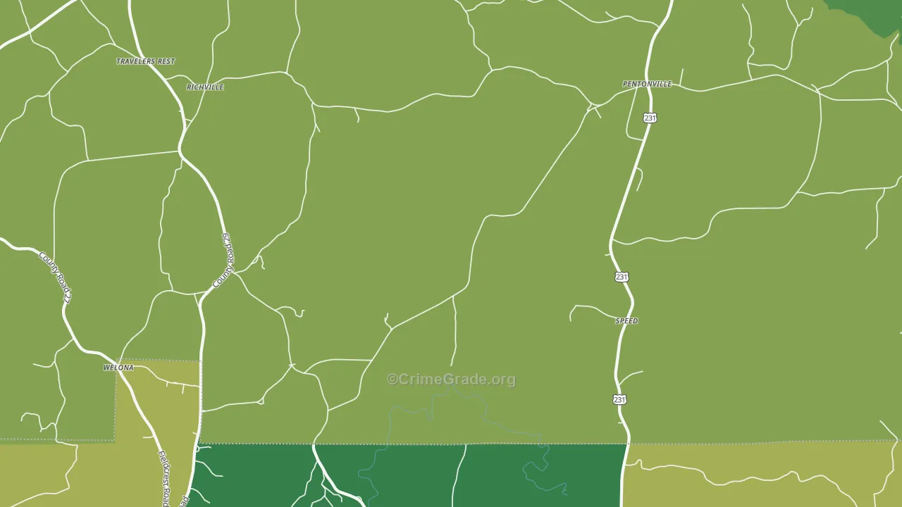 Speed, AL Map of Vehicle Theft Rates