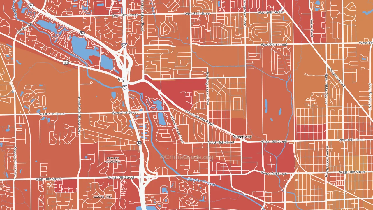 Speedway, IN Map of Vehicle Theft Rates