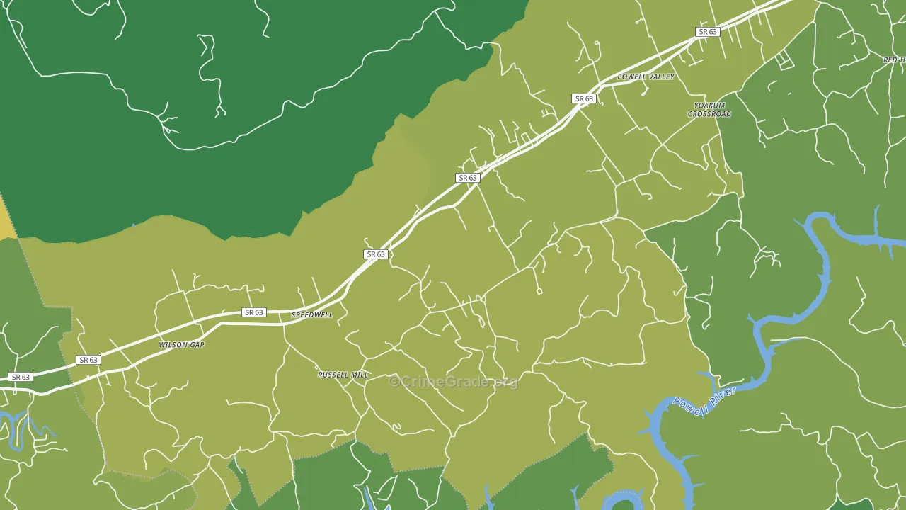 Speedwell, TN Map of Vehicle Theft Rates